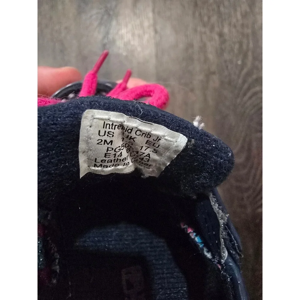 Sperry Top-Sider Infant Navy Pink Boat Shoes Moccasins Geometric Pattern Size 3